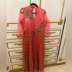 Pink & Gold Anarkali Dress